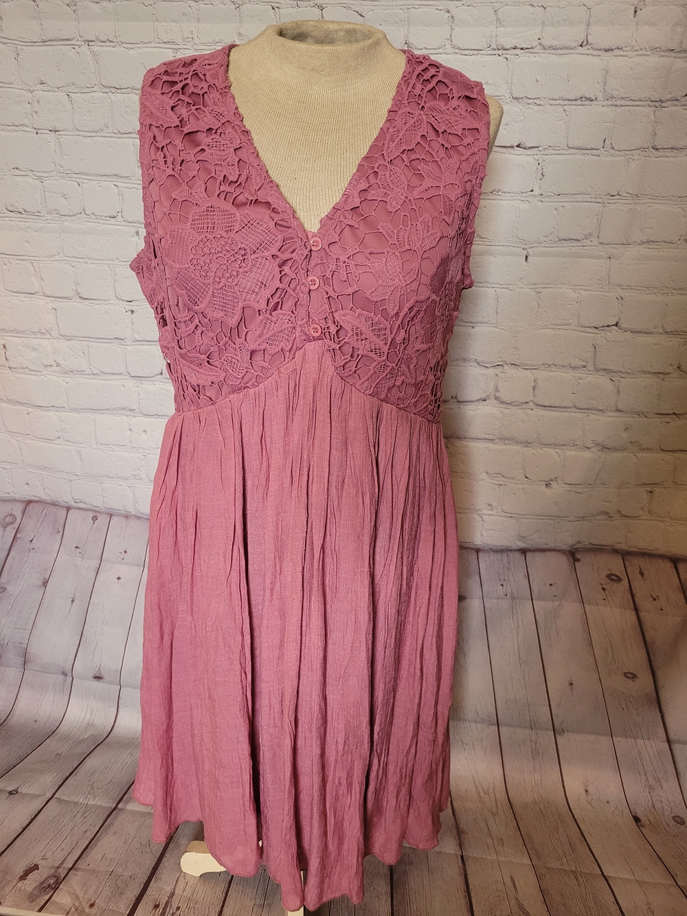 NEW Size Medium Dusty Mauve Sleeveless Crochet Dress Boho Summer Cottagecore